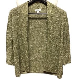 Kim Rogers chunky olive green cardigans, 3/4 sleeves, size Large